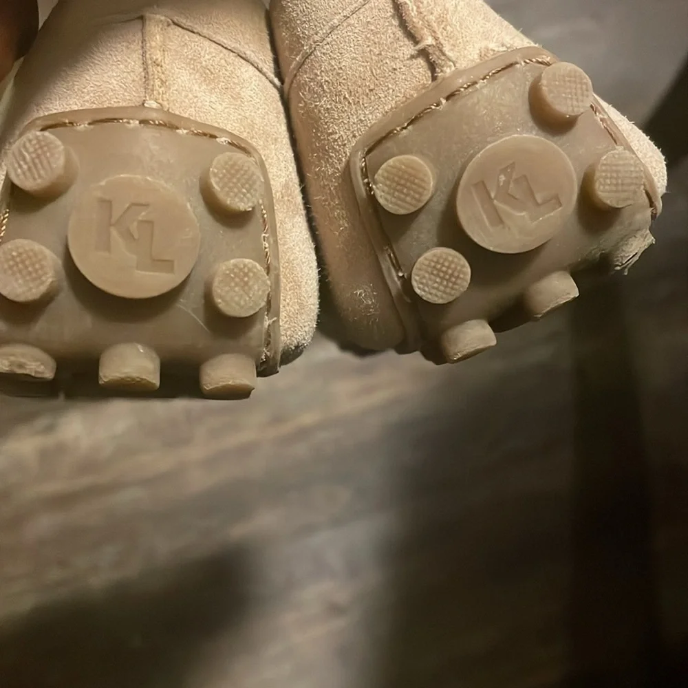 Karl Lagerfeld Women's Tan Suede Moccasins - Picture 4 of 5